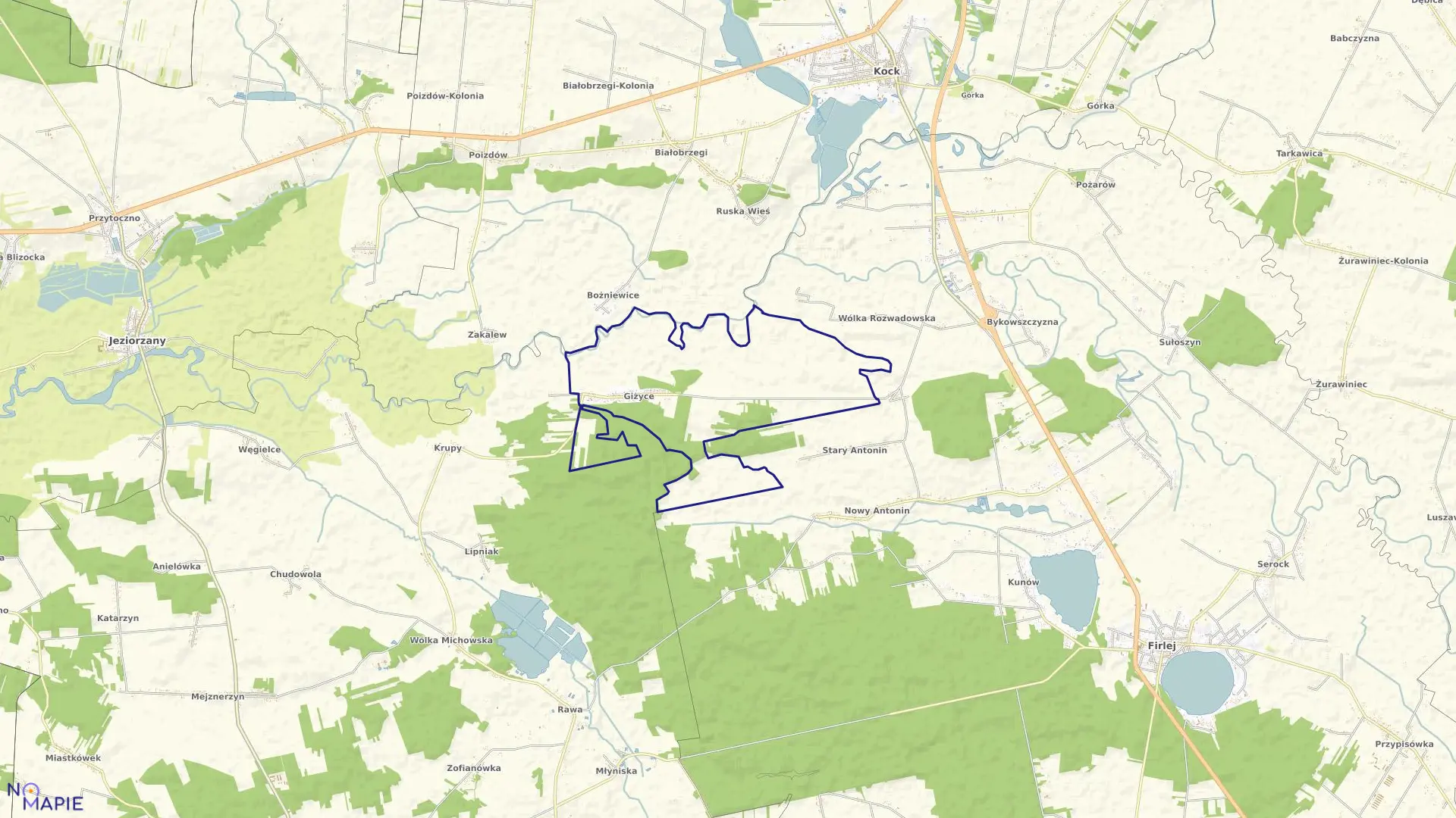 Mapa obrębu GIŻYCE w gminie Michów