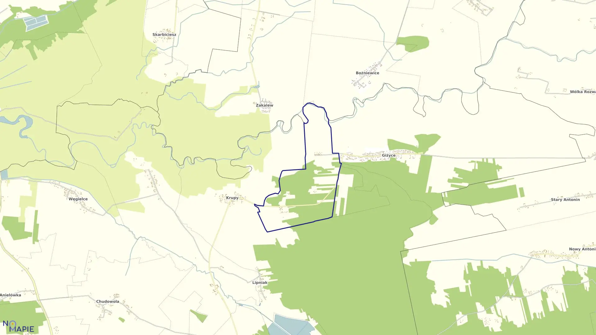 Mapa obrębu GIŻYCE KOLONIA w gminie Michów