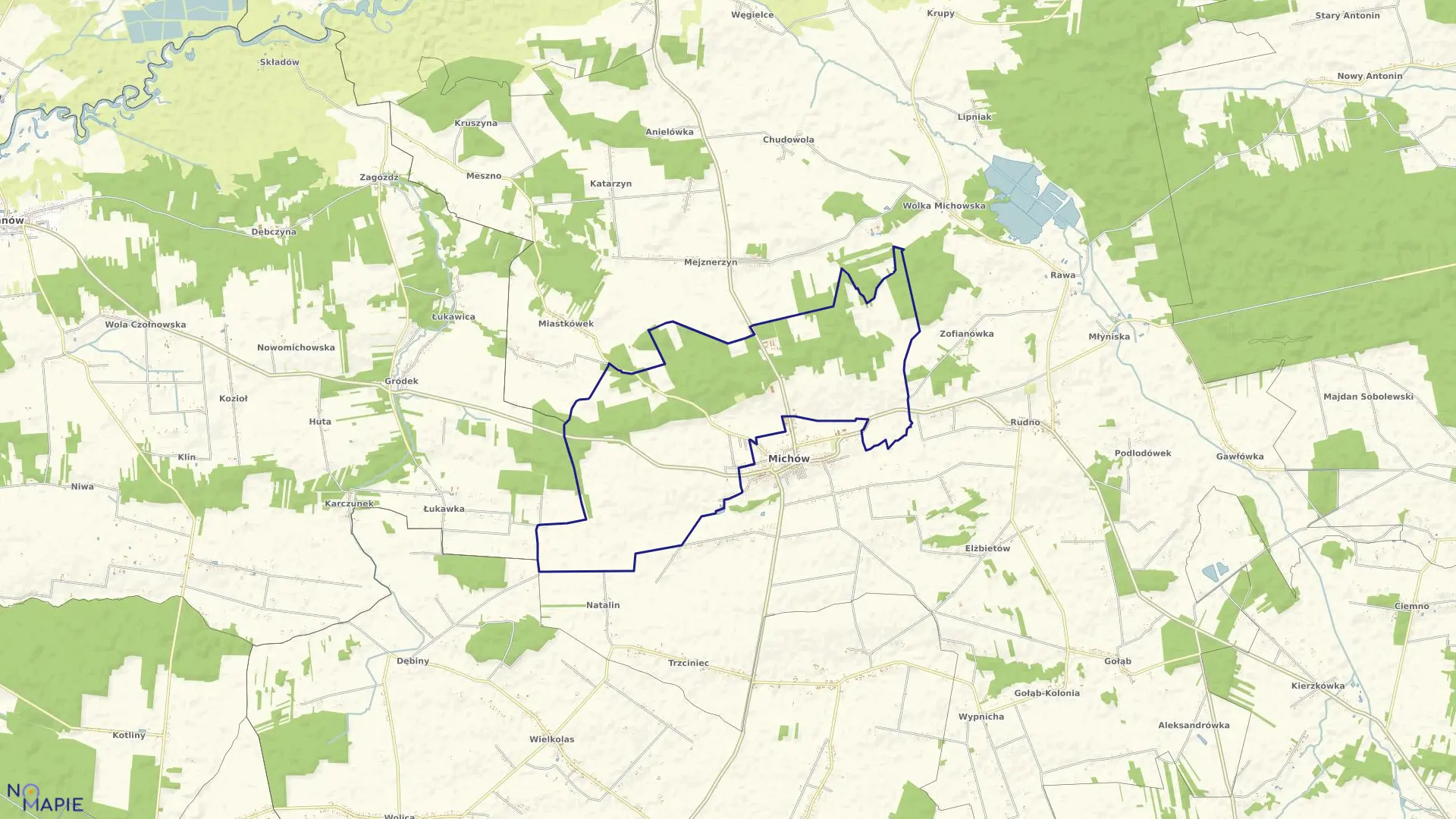 Mapa obrębu MICHÓW WIEŚ w gminie Michów