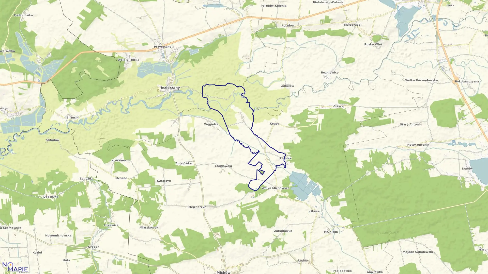 Mapa obrębu OSTRÓW w gminie Michów