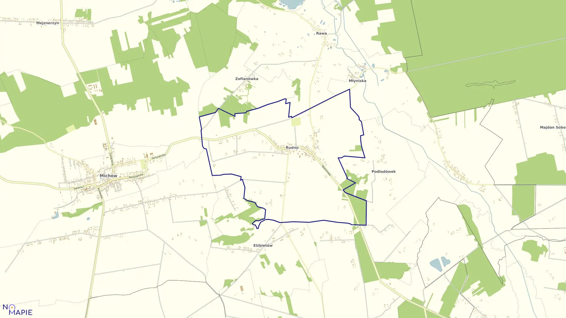 Mapa obrębu RUDNO I w gminie Michów