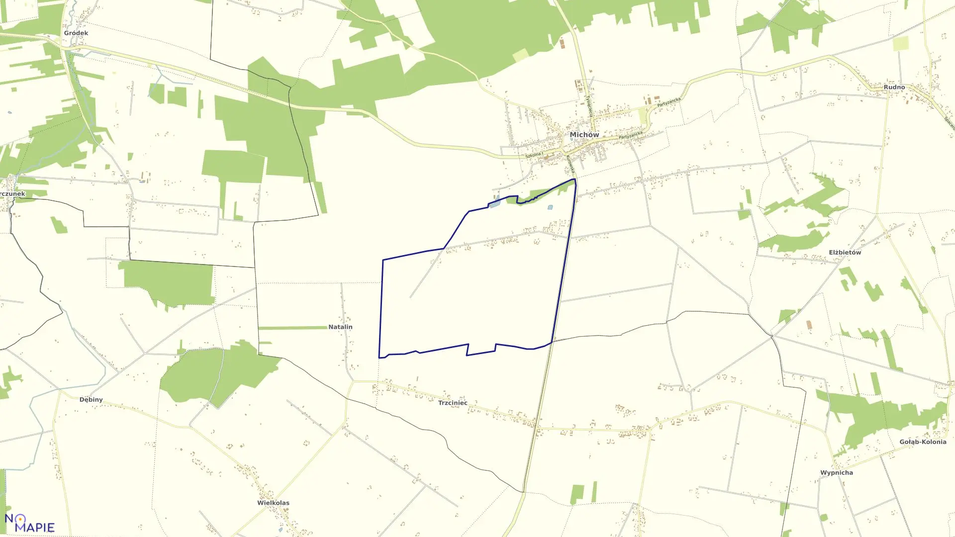 Mapa obrębu RUDZIENKO KOLONIA w gminie Michów