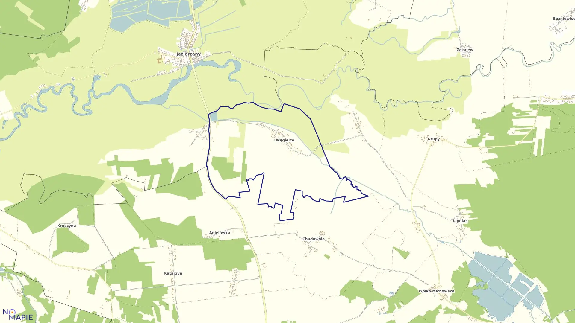 Mapa obrębu WĘGIELCE w gminie Michów